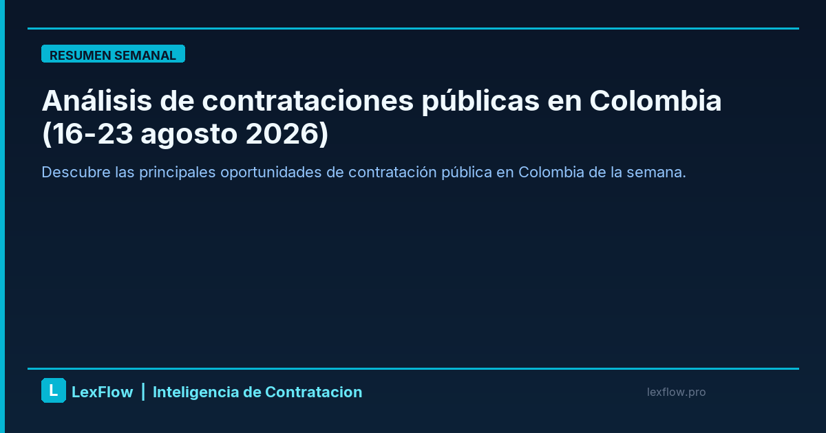 Análisis de contrataciones públicas en Colombia (16-23 agosto 2026)