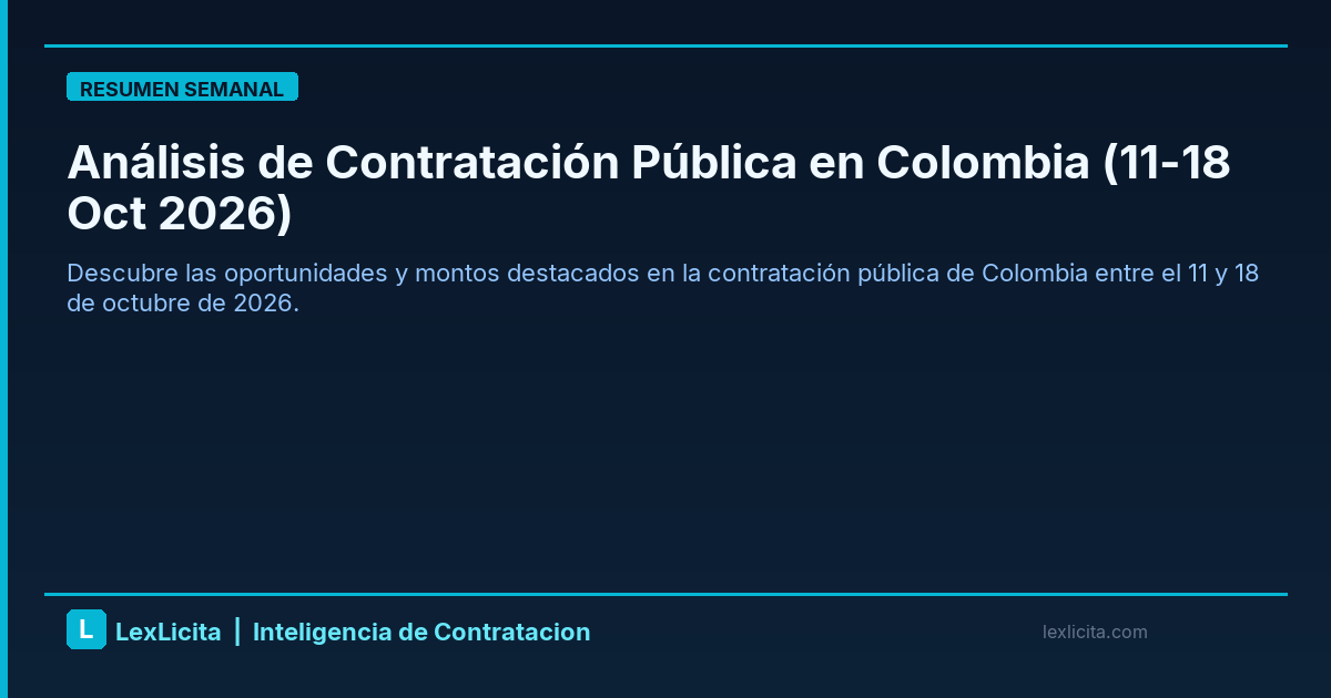 Análisis de Contratación Pública en Colombia (11-18 Oct 2026)